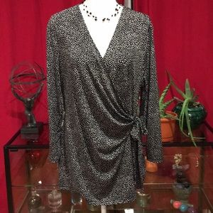 Anne Klein Faux-Wrap Print Tunic, Size XL